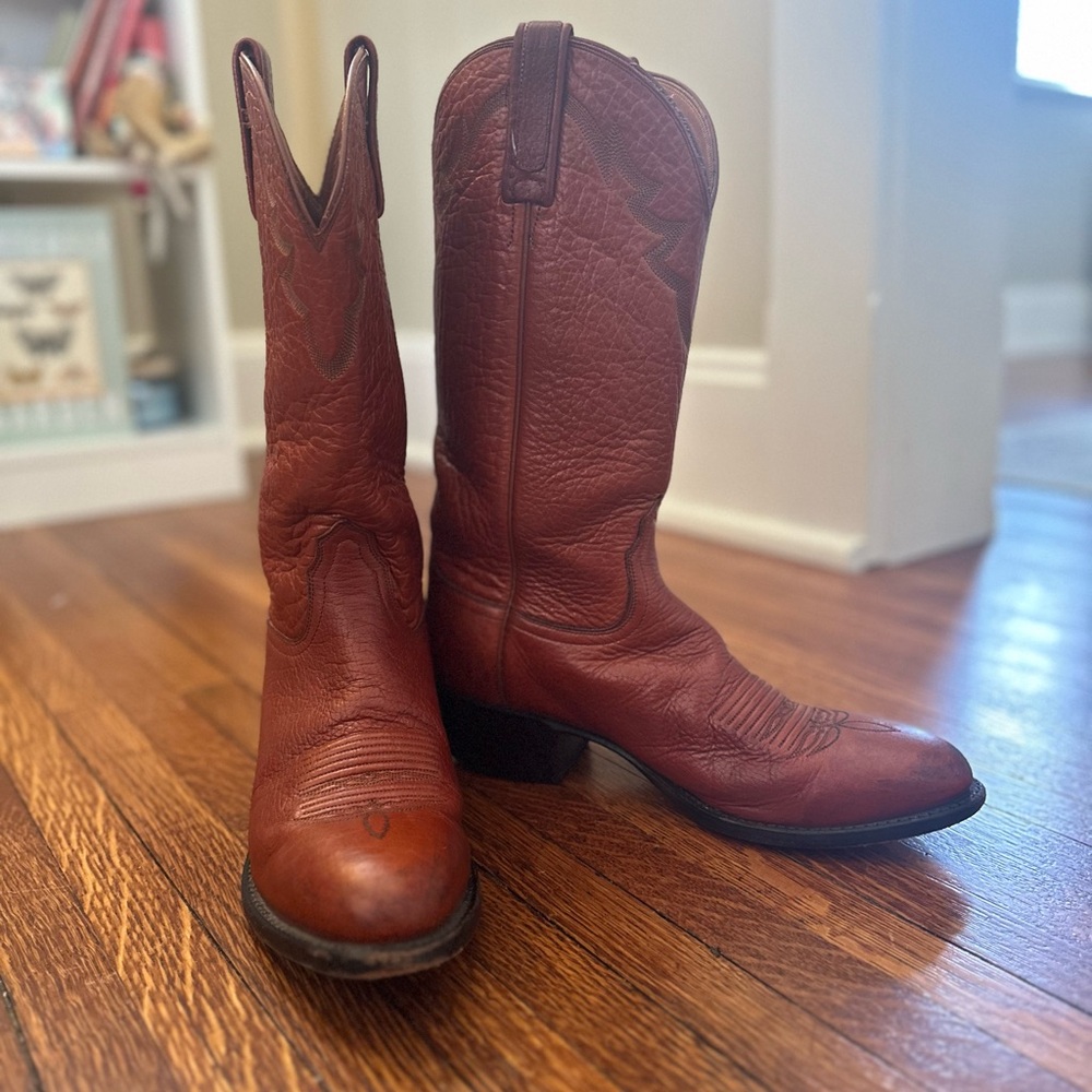 Lucchese 2000 Men’s Buffalo Leather Cowboy Boots - Size 9D